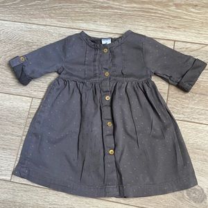 Elegant and fun Carter’s gray and gold polka dot button up dress 9 months.